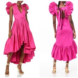 Making The Cut Magenta Ruffle High Low Maxi Pink Dress XL